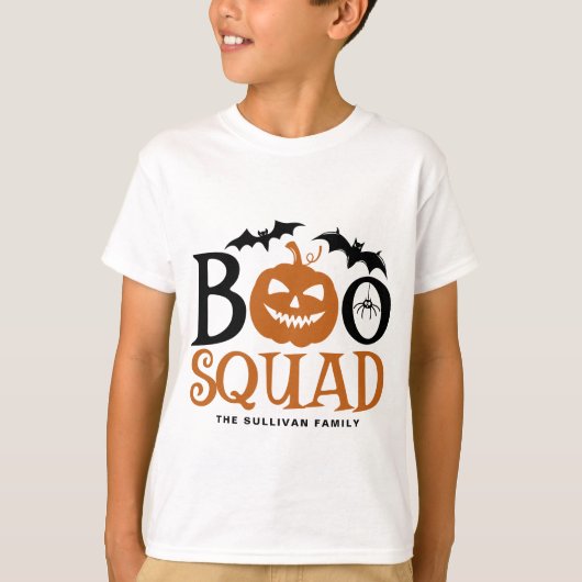 Oranje Boo Squad Spooky Lettering Halloween T-shirt (Voorkant)