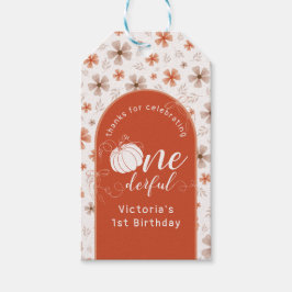 ORANJE BOOG & BOOG HERFST POMPOEN BLOEMEN VERJAARD CADEAULABEL