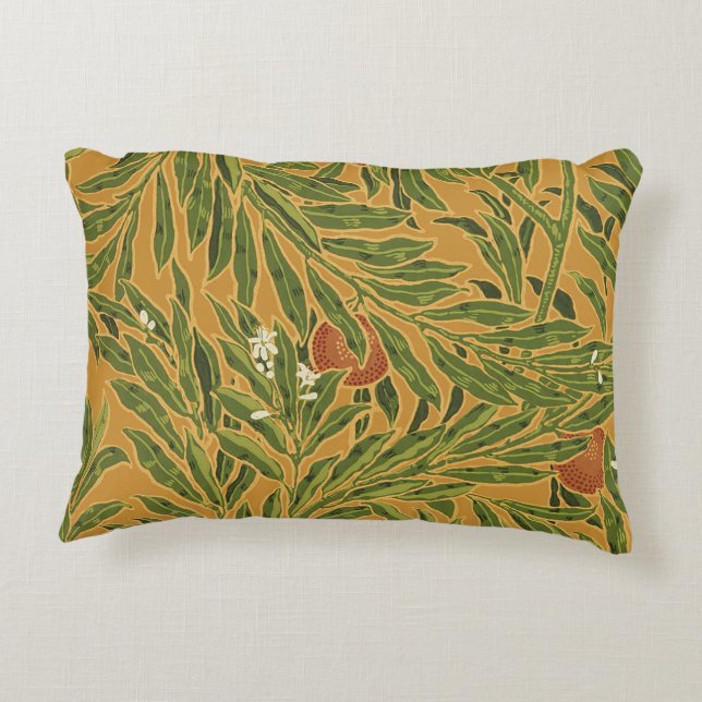 Oranje boom  behangpatroon Art Nouveau Accent Kussen (Achterkant)