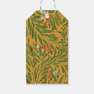 Oranje boom behangpatroon Art Nouveau Cadeaulabel
