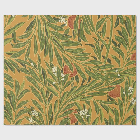Oranje boom  behangpatroon Art Nouveau Cadeaupapier (Vlak)