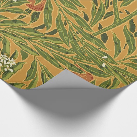 Oranje boom  behangpatroon Art Nouveau Cadeaupapier (Hoek)