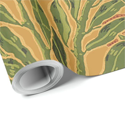 Oranje boom  behangpatroon Art Nouveau Cadeaupapier (Rol Hoek)