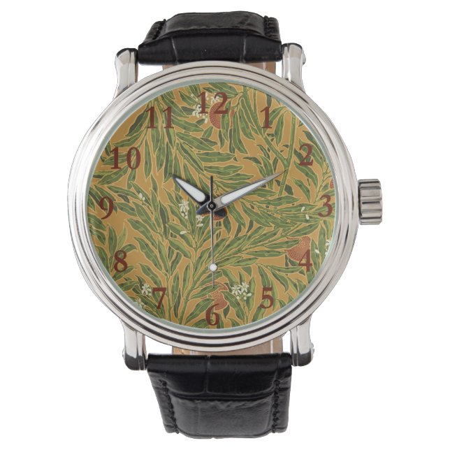 Oranje boom  behangpatroon Art Nouveau Horloge (Voorkant)