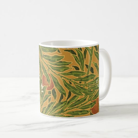 Oranje boom  behangpatroon Art Nouveau Koffiemok (Voorkant rechts)