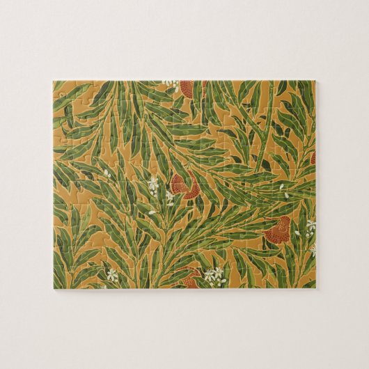 Oranje boom behangpatroon Art Nouveau Legpuzzel (Horizontaal)