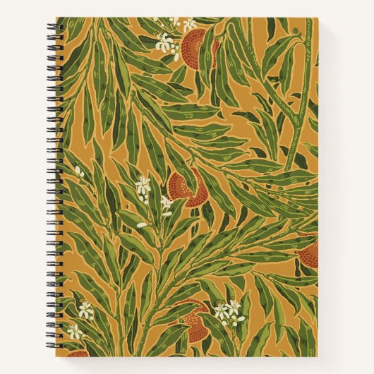 Oranje boom  behangpatroon Art Nouveau Notitieboek (Voorkant)