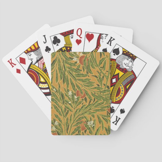 Oranje boom  behangpatroon Art Nouveau Pokerkaarten (Achterkant)
