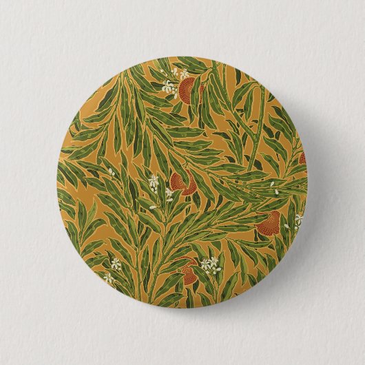 Oranje boom  behangpatroon Art Nouveau Ronde Button 5,7 Cm (Voorkant)