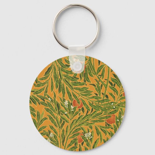 Oranje boom behangpatroon Art Nouveau Sleutelhanger (Voorkant)