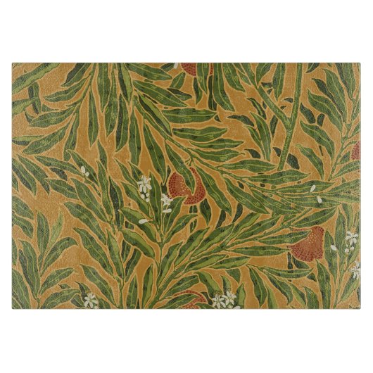 Oranje boom  behangpatroon Art Nouveau Snijplank (Voorkant)