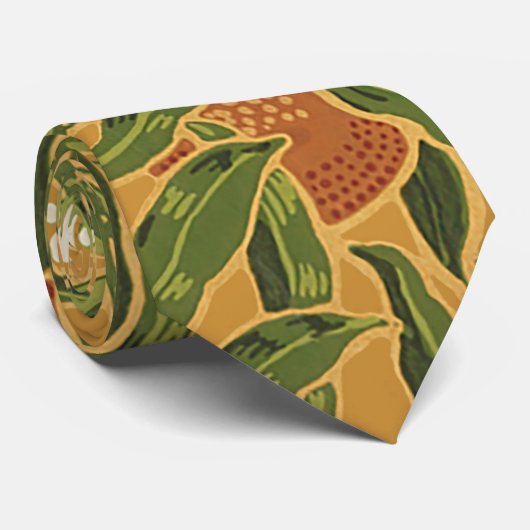 Oranje boom  behangpatroon Art Nouveau Stropdas (Opgerold)