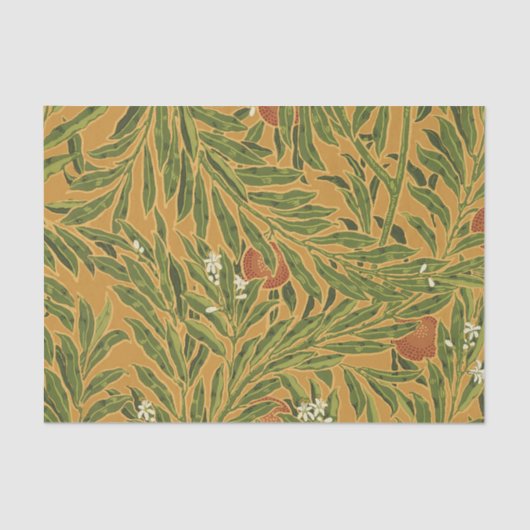 Oranje boom behangpatroon Art Nouveau Tissuepapier (Voorkant)