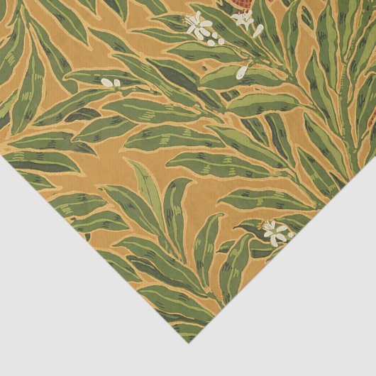 Oranje boom  behangpatroon Art Nouveau Tissuepapier (Detail)
