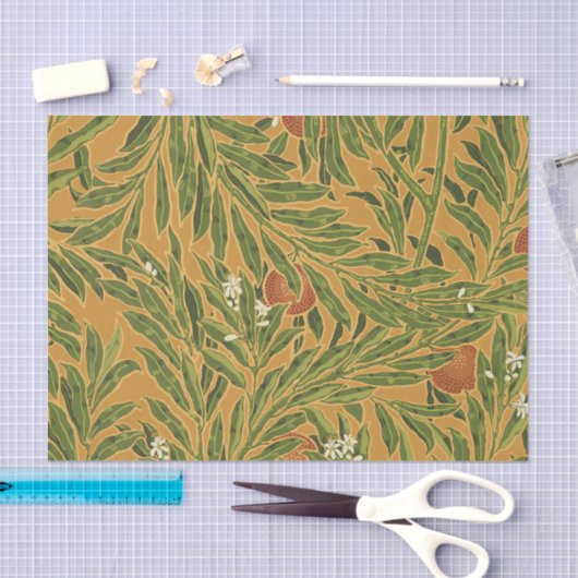 Oranje boom  behangpatroon Art Nouveau Tissuepapier (Craft)