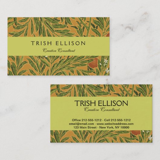 Oranje boom behangpatroon Art Nouveau Visitekaartje (Voorkant / Achterkant)