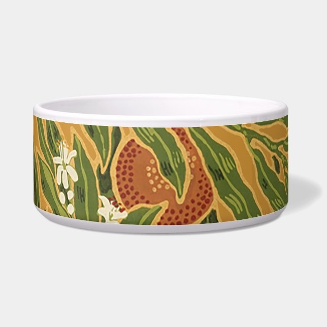 Oranje boom  behangpatroon Art Nouveau Voerbakje (Voorkant)