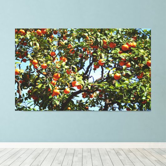 Oranje boom canvas afdruk (Insitu (Houten vloer))