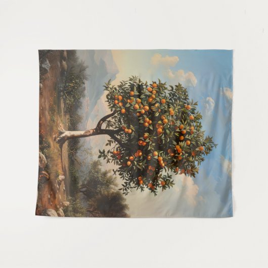  Oranje Boom Landschapsschilderkunst Wandkleed (Voorkant (horizontaal))