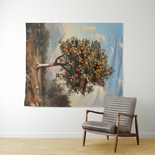  Oranje Boom Landschapsschilderkunst Wandkleed (In Situ (horizontaal))