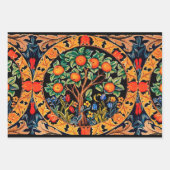 ORANJE BOOM MET GROENE LEZEN, STROMEN INPAKPAPIER VEL (Voorkant)