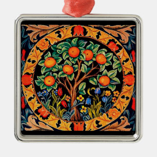ORANJE BOOM MET GROENE LEZEN, STROMEN METALEN ORNAMENT