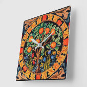 ORANJE BOOM MET GROENE LEZEN, STROMEN VIERKANTE KLOK (Hoek)