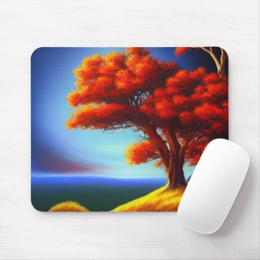 Oranje Boom op een Cliffside Mousepad Muismat (Met muis)