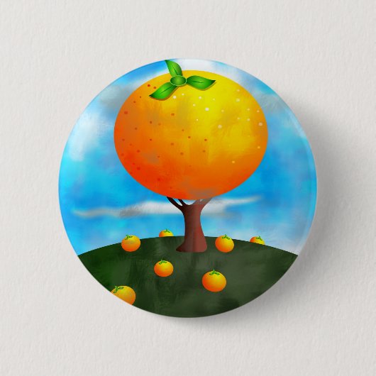 Oranje boom ronde button 5,7 cm (Voorkant)