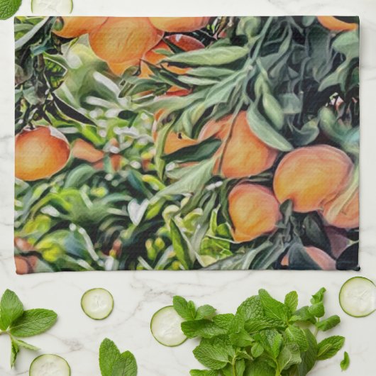 Oranje boom theedoek (Gevouwen)