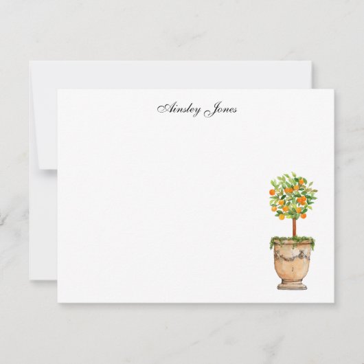 Oranje - boomcitrustopiaire illustratie bedankkaart (Voorkant)