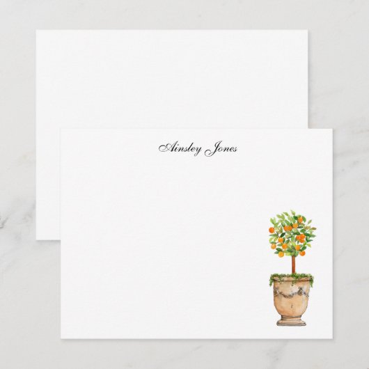 Oranje - boomcitrustopiaire illustratie bedankkaart (Voorkant / Achterkant)