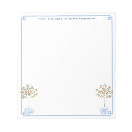 Oranje boomdesk van Elegant Lady's Chinoiserie Notitieblok (Voorkant)