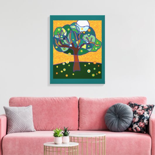 Oranje boomgaard canvas afdruk (Insitu (Woonkamer))