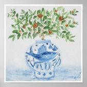 Oranje boomtopiary Blue Ginger Jar Art Print (Voorkant)