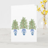 Oranje boomtopiary Blue Ginger Jar Card Kaart (Gele Bloem)
