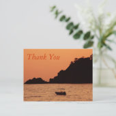 oranje boot op zee dank je postkaart (Staand voorkant)
