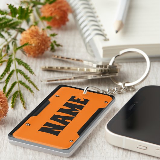 Oranje Bord naam Sleutelhanger (Voorkant Rechts)