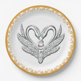 Oranje Bord van ribbon Silver Swans Paper