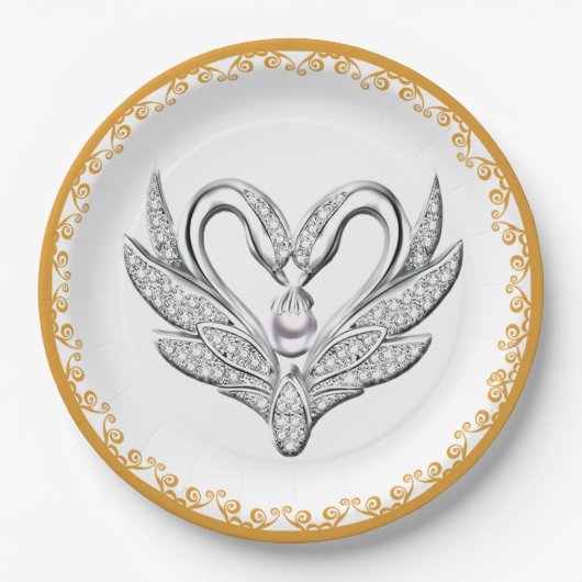 Oranje Bord van ribbon Silver Swans Paper (Voorkant)