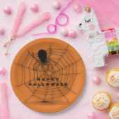 Oranje Borden voor Halloween Spider-webpapier Papieren Bordje (Feest)