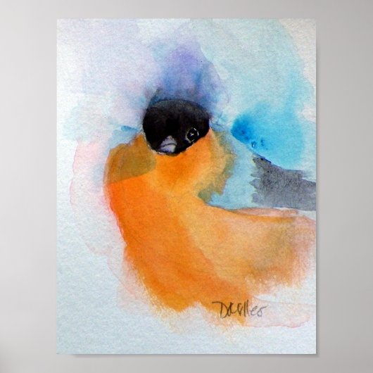 Oranje borstgevogelte Waterverf Poster (Voorkant)