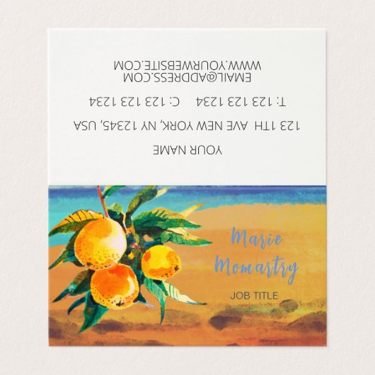 Oranje bosje visitekaartje (Buitenkant ongevouwen)