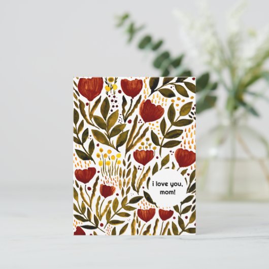 Oranje Botanisch Ik hou van je moeder Moederdag Feestdagenkaart (Staand voorkant)