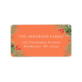 Oranje Botanisch Kerstmisadres Etiket (Voorkant)