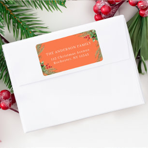 Oranje Botanisch Kerstmisadres Etiket