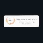 Oranje Botanisch Wreath Monogram Weddenschap Etiket<br><div class="desc">Oranje Botanisch Wreath Monogram Weddenschap label</div>