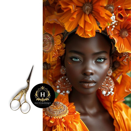 Oranje Botanische Afro-Amerikaanse Vrouw Decoupage Tissuepapier