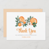 Oranje Botanische Bloemen Dank u kaart (Voorkant / Achterkant)