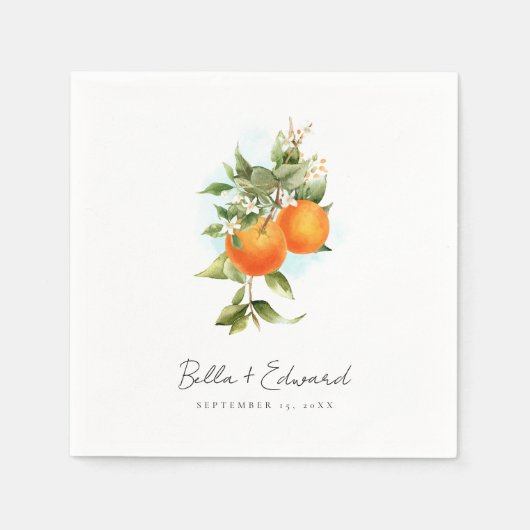 Oranje Botanische Boho bruiloft servetten (Voorkant)